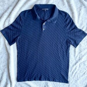 Robert Barakett Navy Blue Textured Polo Shirt Size XXL